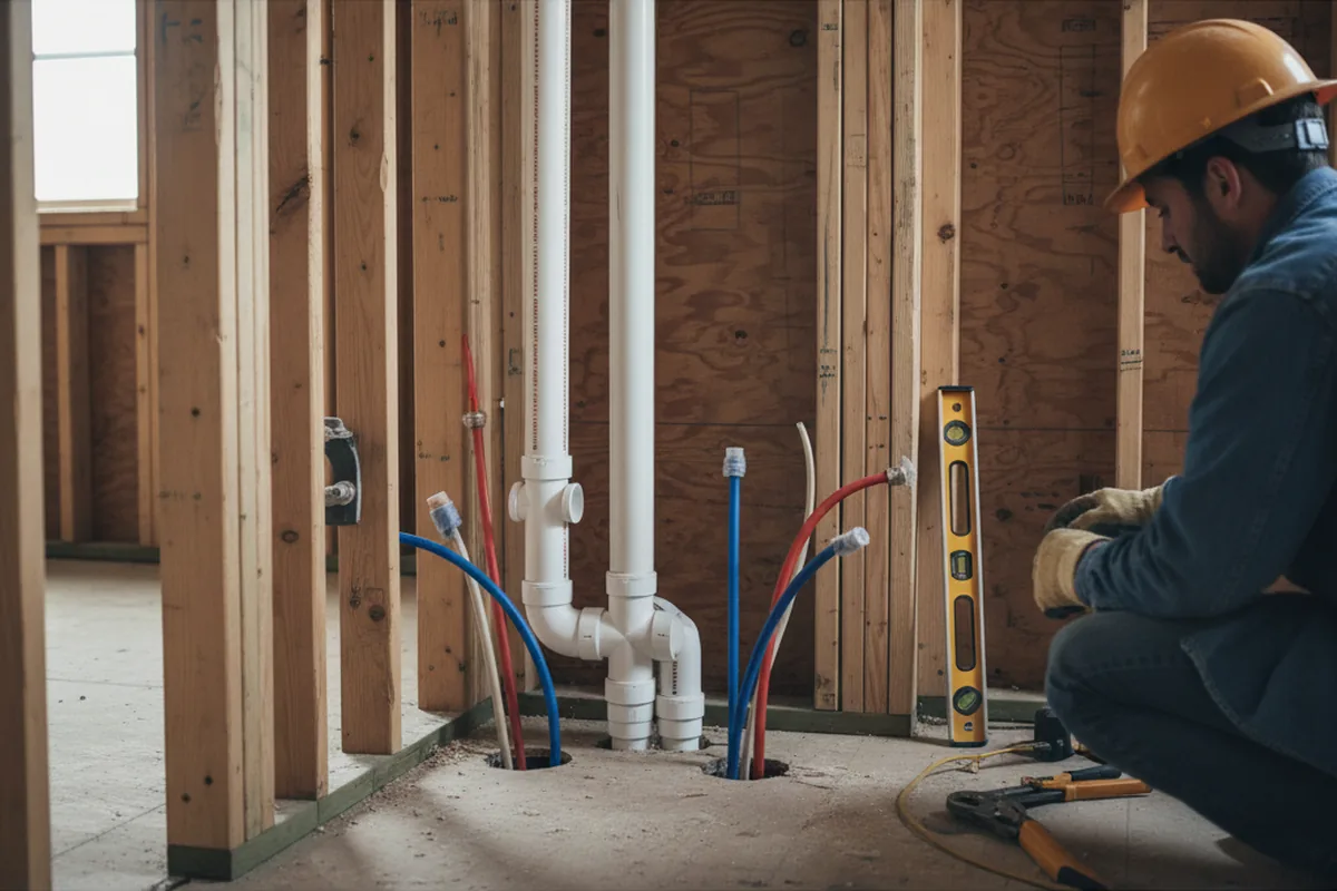 Drain and supply rough-in during Leak Detection in Homer City